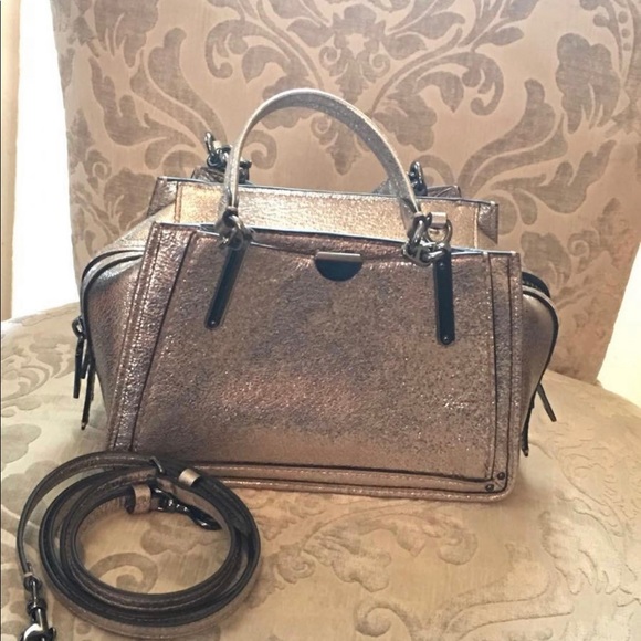 NWOT COACH Dreamer 21 Platinum Metallic Silver Leather Crossbody Satchel - Picture 2 of 14